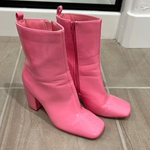 Pink heeled boots